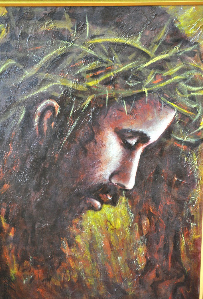 Javier Bedoya, colombia, Rostro Nazareno, Painting: Javier Bedoya, Rostro Nazareno, Painting oil on canvas framed , with frame 34" x 45", unframed 26.75" x 38"
