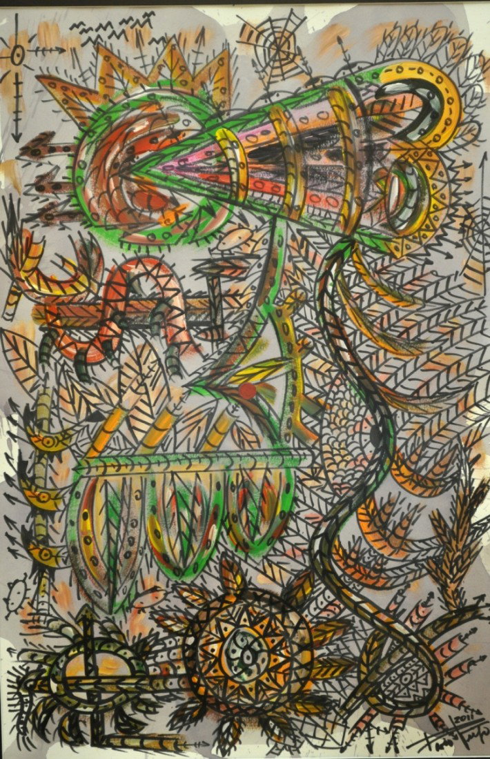 Dario Viejo "Cuban" MIX technique ON CARDBOARD: Dario Viejo "Cuban" MIX technique ON CARDBOARD 34" X 23"