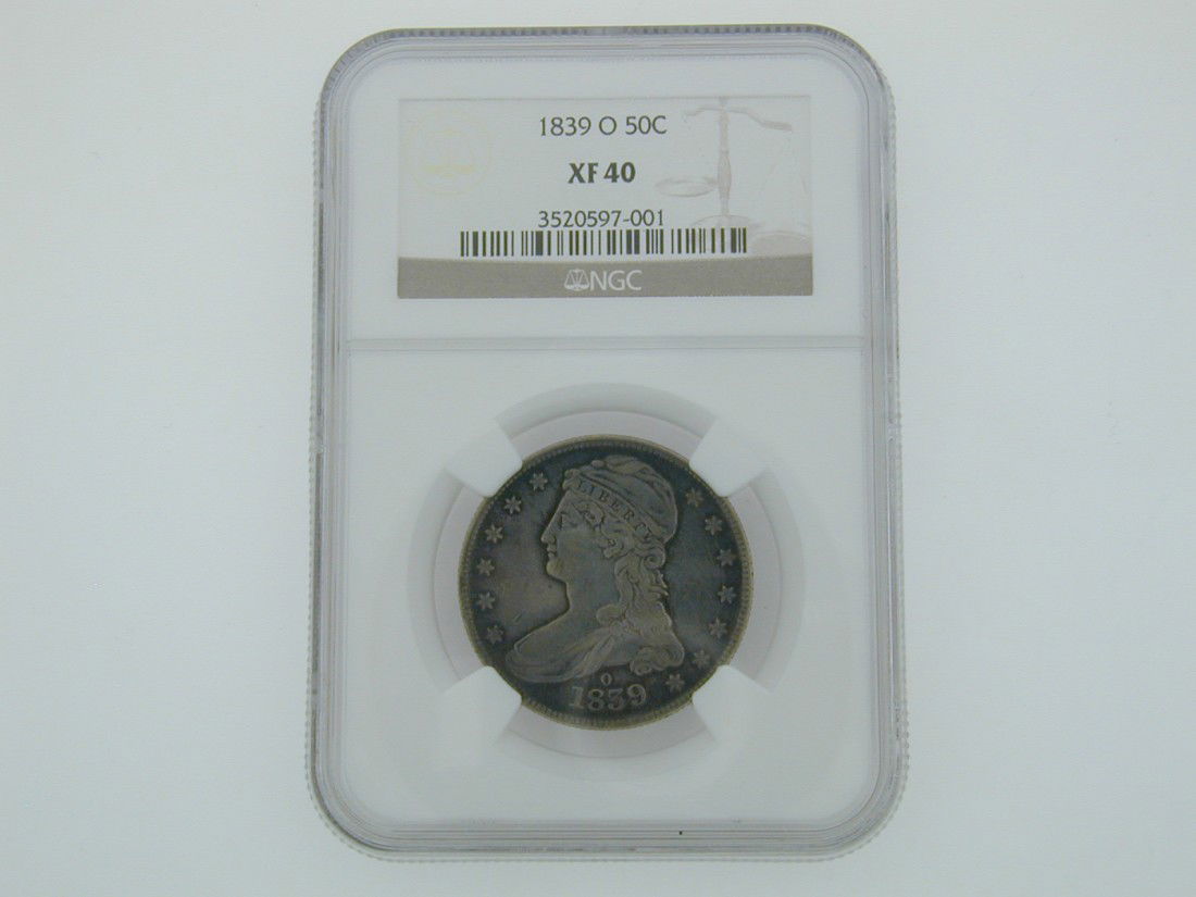 1839 O Capped Bust Half Dollar: NGC Graded XF 40 Reeded Edge RARE hard to find coin!!!