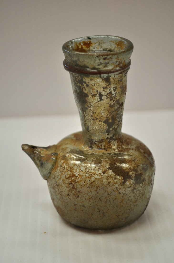 ANTIQUE ROMAN GLASS BOTTLE 4 INCHES: ANTIQUE ROMAN GLASS BOTTLE 4 INCHES