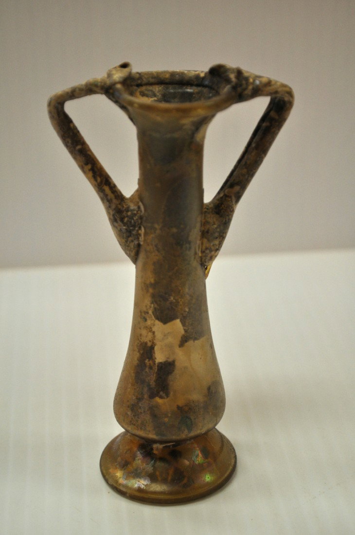 ANTIQUE ROMAN BOTTLE VASE 4.75 INCHES: ANTIQUE ROMAN BOTTLE VASE 4.75 INCHES