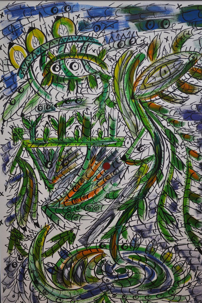 Dario Viejo "Cuban" ACRYLIC ON CARDBOARD MIX TECHN: FRAMED DARIO VIEJO MIX TECHNIQUE ACRYLIC ON CARDBOARD 24" X 35" with certificate of authenticity