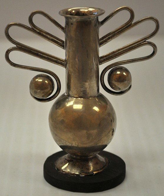 William Spratling Mexico Sterling & Wood VASE: William Spratling Mexico Sterling & Wood VASE Signed Spratling and Spratling Logo Within Circle and Made in Mexico 3 INCHES HT