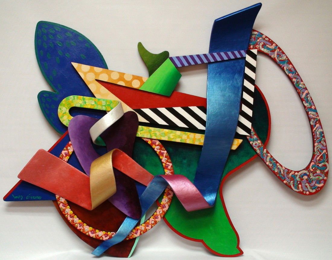 Jonas Gerard Acrylic on Wood Sculpture: Jonas Gerard Acrylic on Wood Sculpture "Incense and Peppermints" # 7 dated sep 22, 2000. Signed lower Left and verso. 61" x 47".