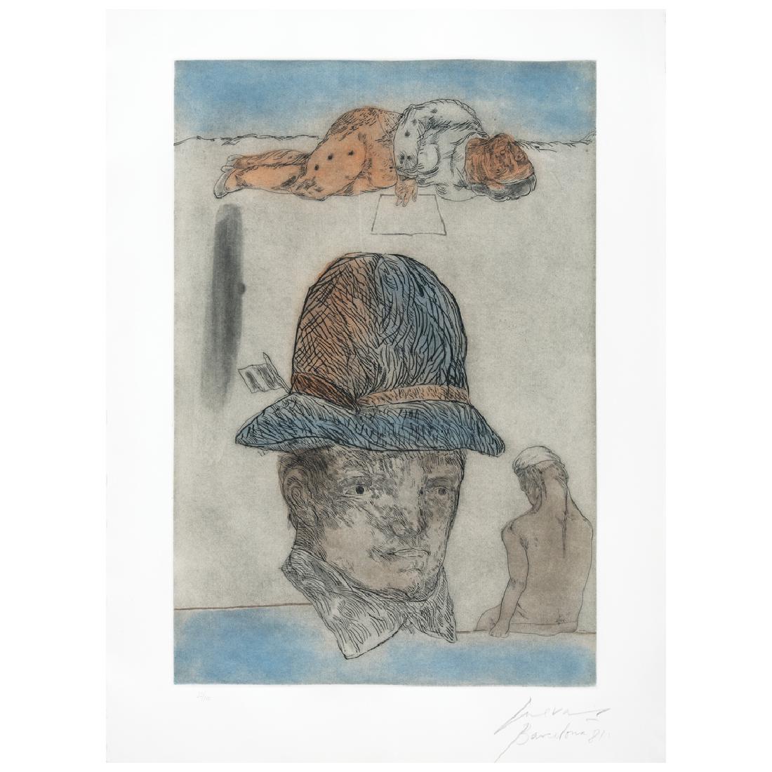 JOSe LUIS CUEVAS , Carter de Blanes, From Serie: JOSe LUIS CUEVAS , Carter de Blanes, From Serie Catalana, Signed and dated Barcelona 81, Engraving al aguafue 22 / 100, 62.5 x 42 cm / 24.6 x 16.5 inches