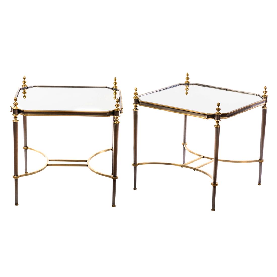 Pair of iron and bronze side tables with quadrangular (1 of 1)