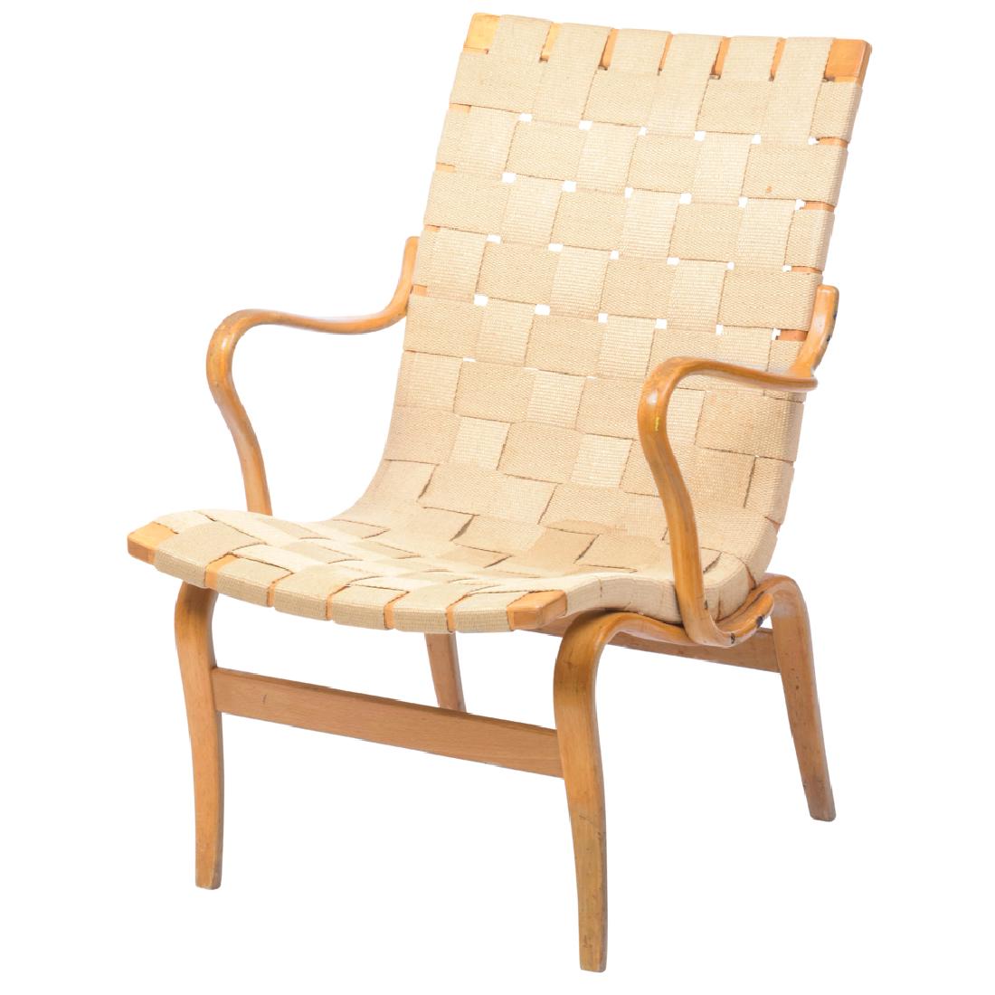 Bruno Mathsson for Firma Kart Mathsson VÃ¤rnamo.: Bruno Mathsson for Firma Kart Mathsson VÃ¤rnamo. Moulded beech wood â€œevaâ€ armchair with beige upholstery. 1970â€™s.