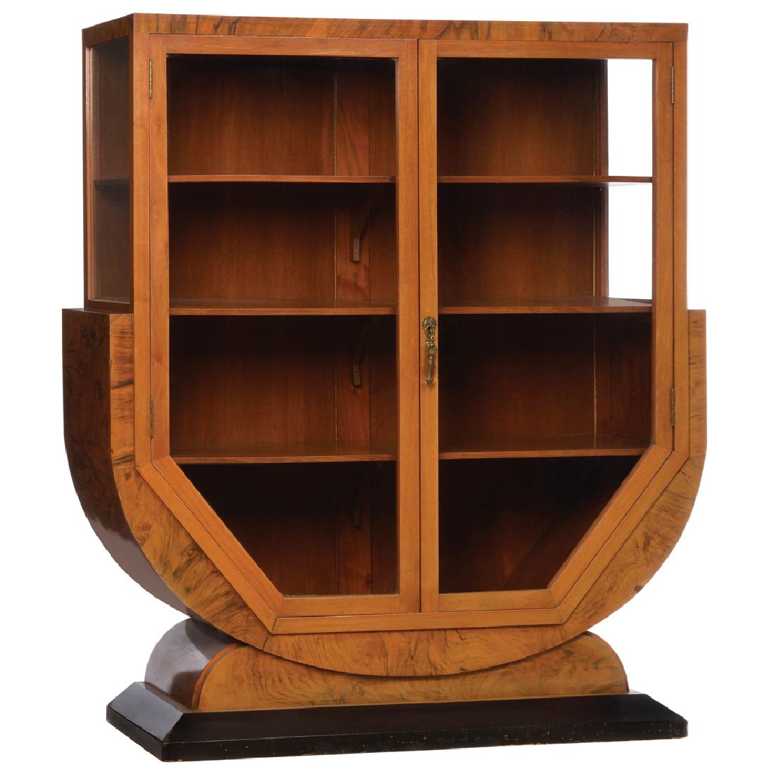art Deco style root wood showcase with 2 glass doors. (1 of 1)