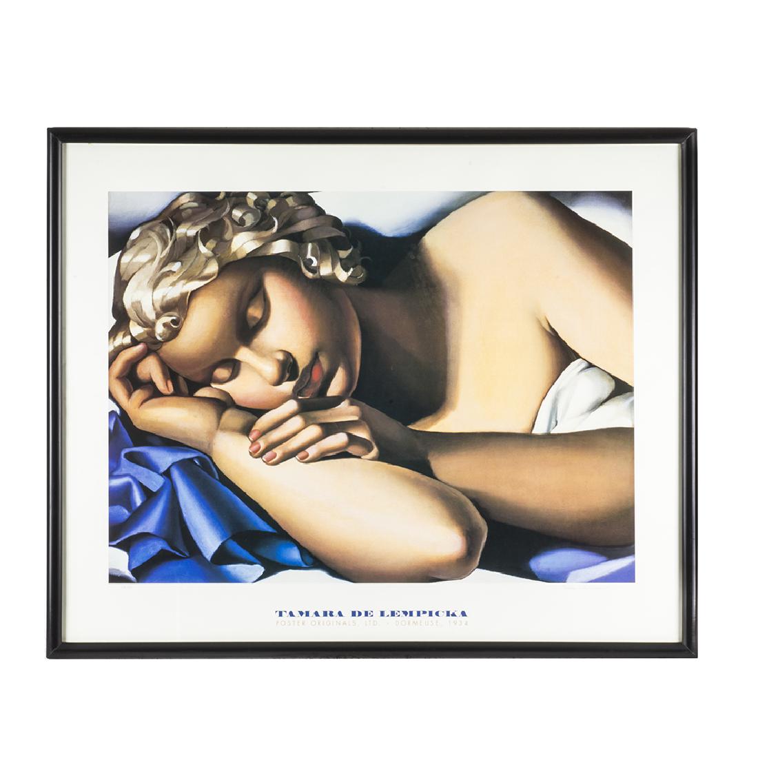 Tamara de Lempicka. Dormeuse, 1934. Reproduction,: Tamara de Lempicka. Dormeuse, 1934. Reproduction, series 10/100. Signed by Victoria de Lempicka, the artistâ€™s granddaughter. Framed.
