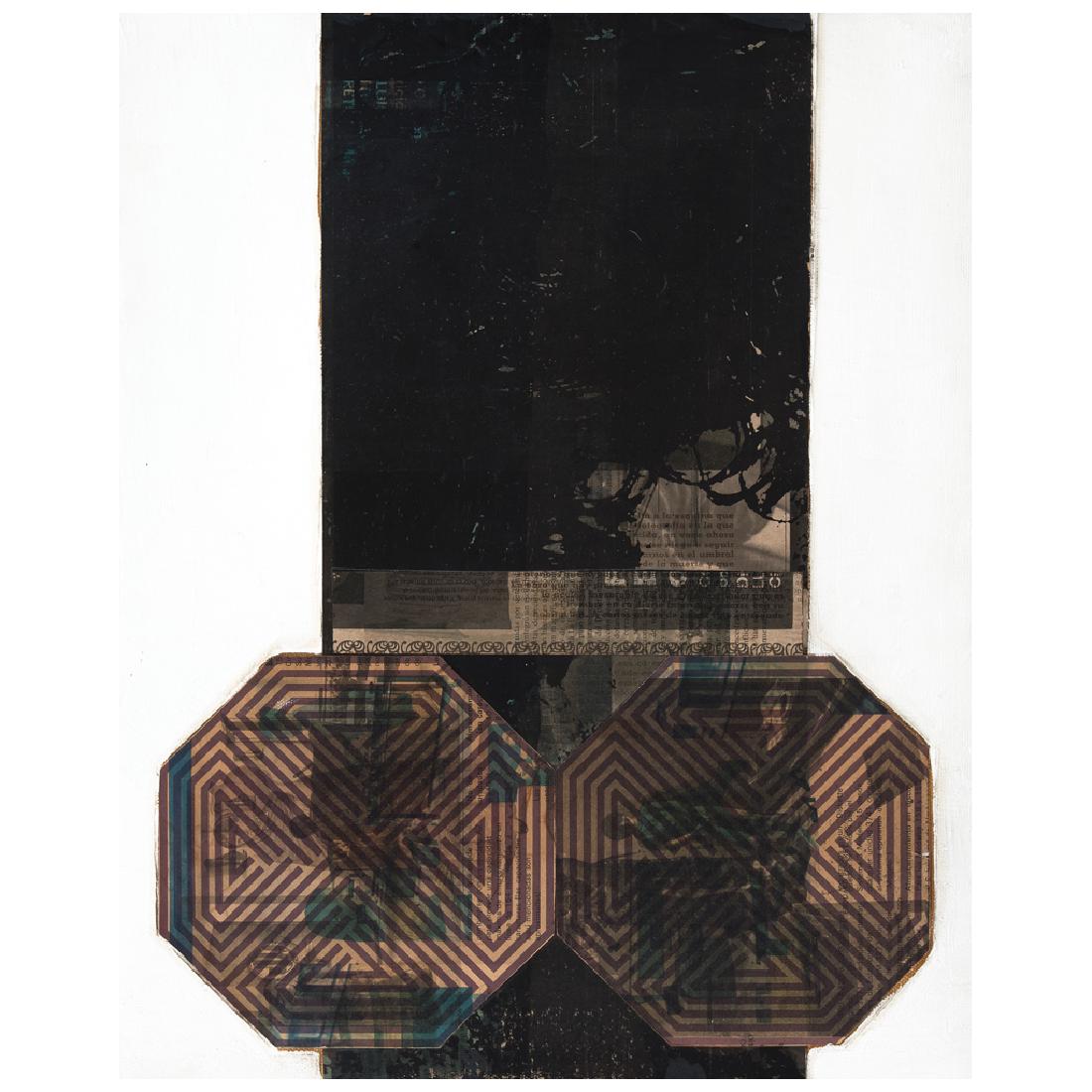 FERNANDO GARCIA PONCE, Untitled, Signed and dated 78 on: FERNANDO GARCIA PONCE, Untitled, Signed and dated 78 on the reverse, Mixed media on canvas, 50.5 x 40.5 cm / 19.8 x 15.9 inches