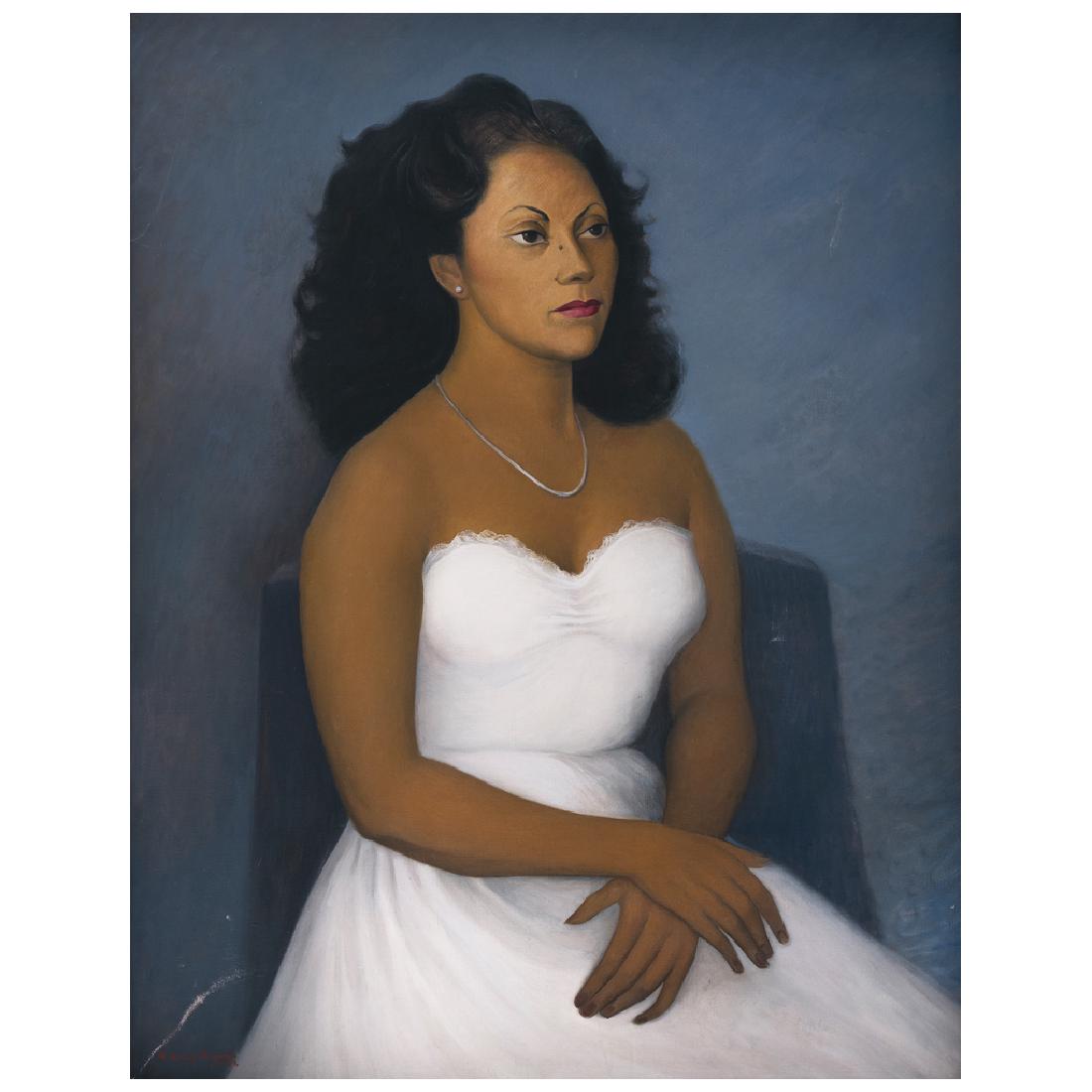 CARLOS OROZCO ROMERO, Retrato de la senora Castro Leal,: CARLOS OROZCO ROMERO, Retrato de la senora Castro Leal, Signed and dated 1948, Oil on canvas, 95.5 x 75.5 cm / 37.5 x 29.7 inches
