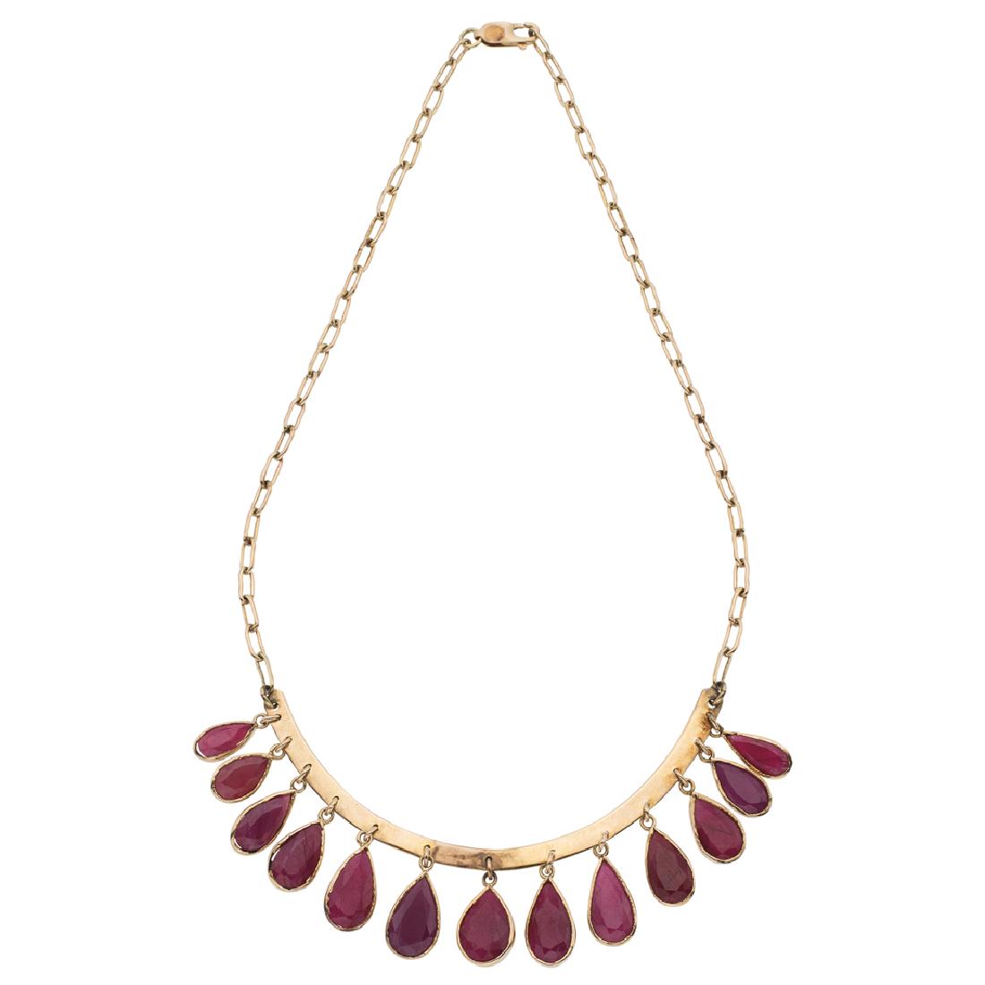 A 14K and 10K yellow gold choker with 13 pear shaped (1 of 1)