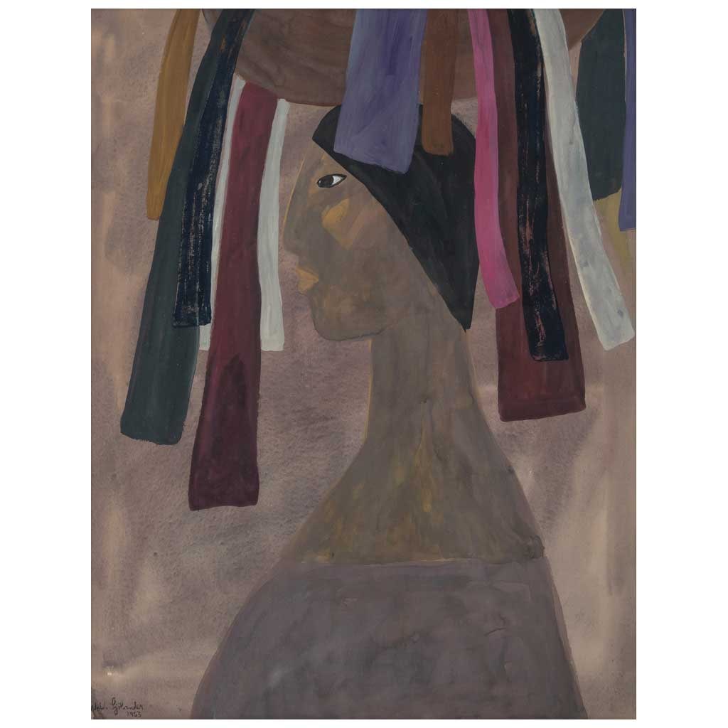 WALDEMAR SJÖLANDER(Gotemburgo, Suecia, 1908 - Ciudad de México, 1988) Sin título Firmado y: WALDEMAR SJÖLANDER(Gotemburgo, Suecia, 1908 - Ciudad de México, 1988)Sin títuloFirmado y fechado 1953Gouache sobre papel61.5 x 47 cm