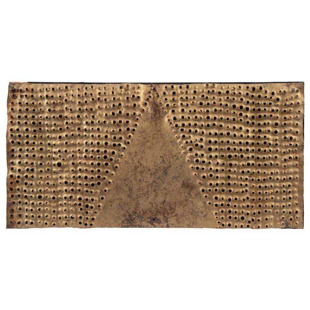 MATHIAS GOERITZ(Danzig, Polonia, 1915 - Ciudad de México, 1990) Mensaje, 1959 Firmada al: MATHIAS GOERITZ(Danzig, Polonia, 1915 - Ciudad de México, 1990)Mensaje, 1959Firmada al reversoLámina perforada sobre maderaCon certificado de autenticidad de la Dra. Lily Kassner, septiembre de 2009