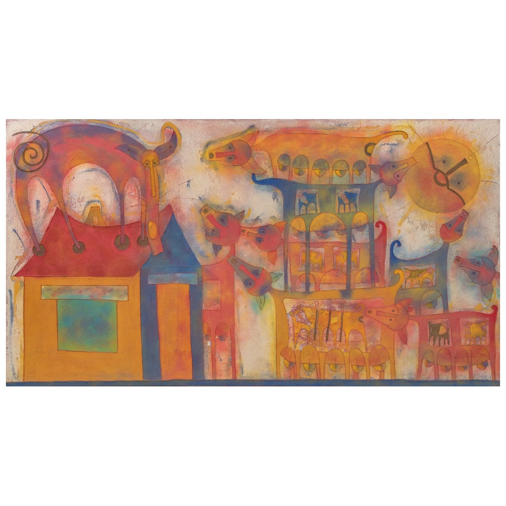 ROLANDO ROJAS(Tehuantepec, Oaxaca, 1970 - ) Viendo al animal FirmadoÓleo y arena sobre: ROLANDO ROJAS(Tehuantepec, Oaxaca, 1970 - )Viendo al animalFirmadoÓleo y arena sobre telaPresenta detalles de conservación.“Me gusta el color, y siempre cuando estoy pintando escucho música alegr