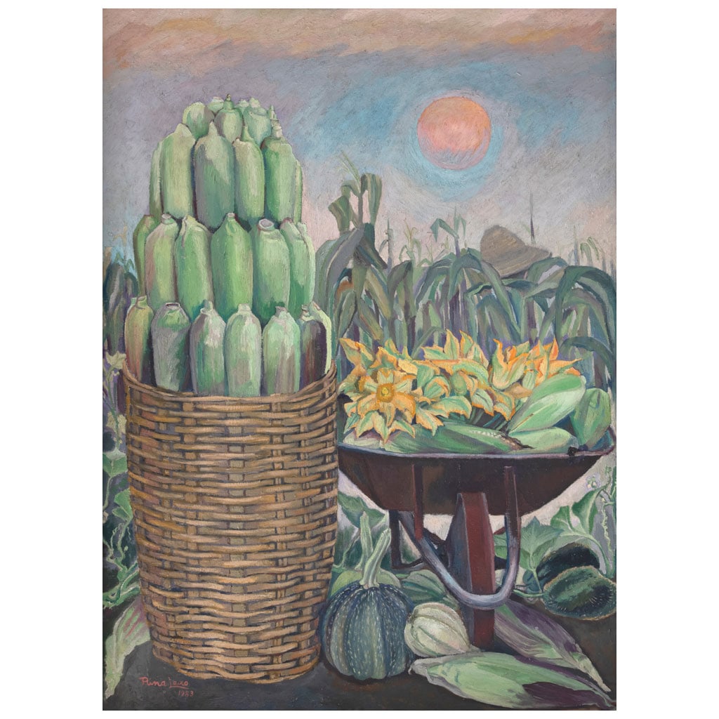 RINA LAZO(Guatemala, Guatemala, 1923 - Ciudad de México, 2019)   Cosechando elotes Firmado y (1 of 1)