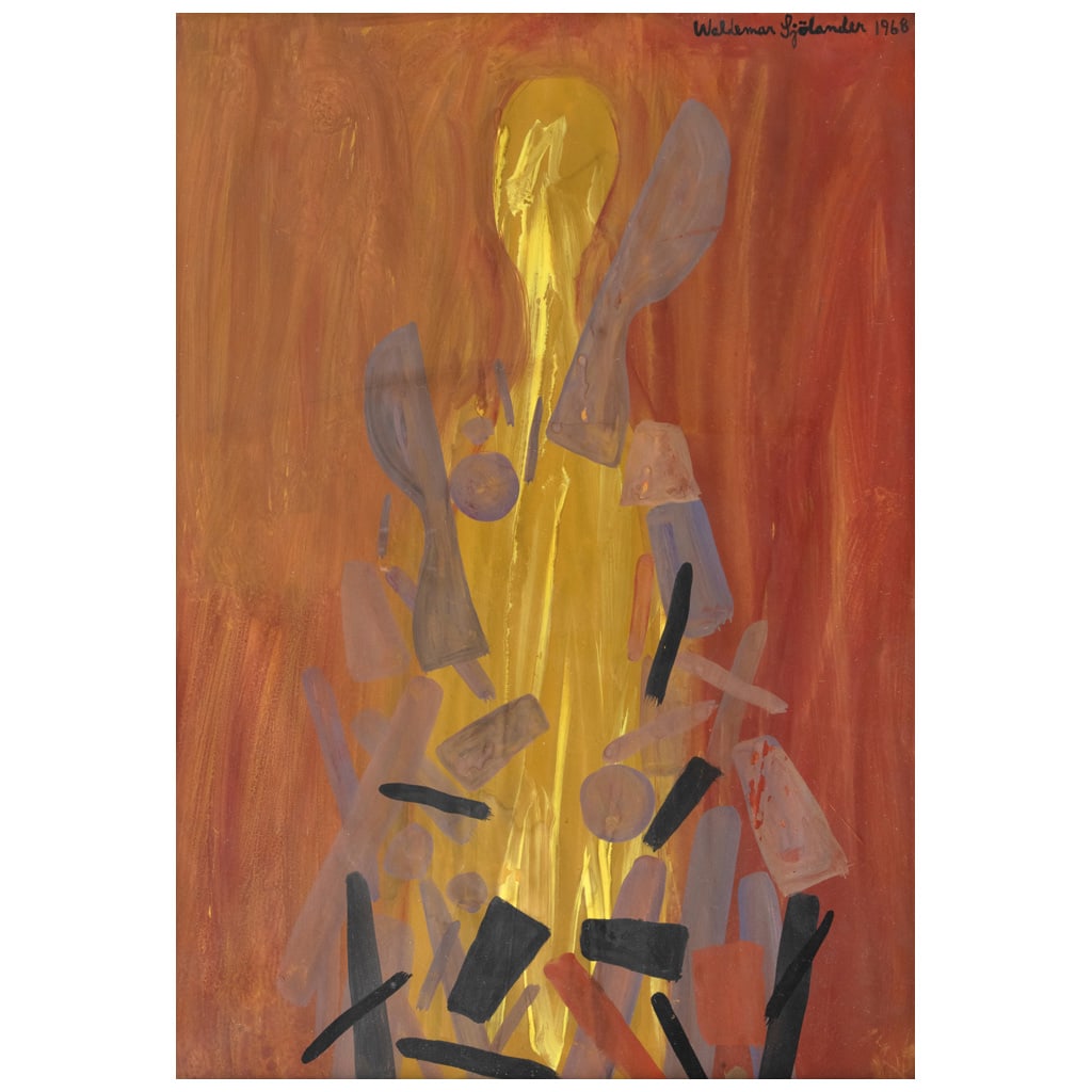 WALDEMAR SJÖLANDER(Gotemburgo, Suecia, 1908 - Ciudad de México, 1988) Sin título Firmado y: WALDEMAR SJÖLANDER(Gotemburgo, Suecia, 1908 - Ciudad de México, 1988)Sin títuloFirmado y fechado 1968Óleo sobre tela50 x 35 cm