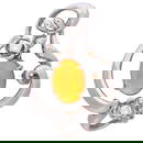 PENDIENTE CON ÓPALO Y DIAMANTES EN ORO BLANCO DE 18K Pasa cadena integrado. Peso: 7.7 g. Tamaño: