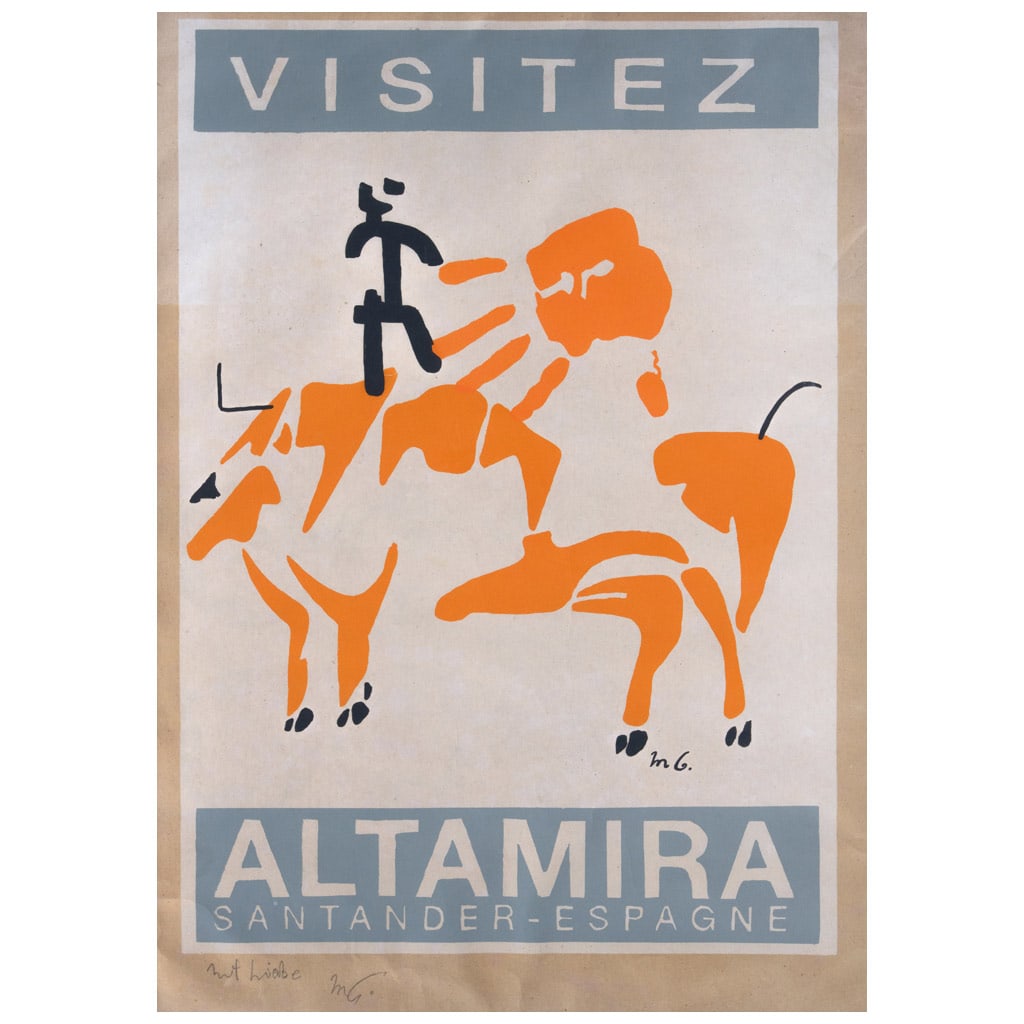 MATHIAS GOERITZ(Danzig, Polonia, 1915 - Ciudad de México, 1990) Cartel de las Cuevas de: MATHIAS GOERITZ(Danzig, Polonia, 1915 - Ciudad de México, 1990)Cartel de las Cuevas de Altamira, 1948Firmada a lápiz y en mallaSerigrafía sin número de tirajeCon dedicatoria.En esta ocasión podem