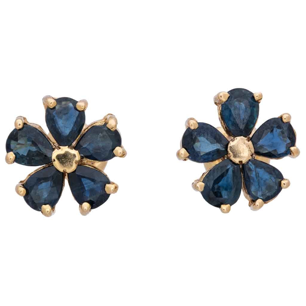 PAR DE BROQUELES CON ZAFIROS EN ORO AMARILLO DE 14K Poste y contra de rosca. Peso: 3.5 g. Tamaño: (1 of 2)