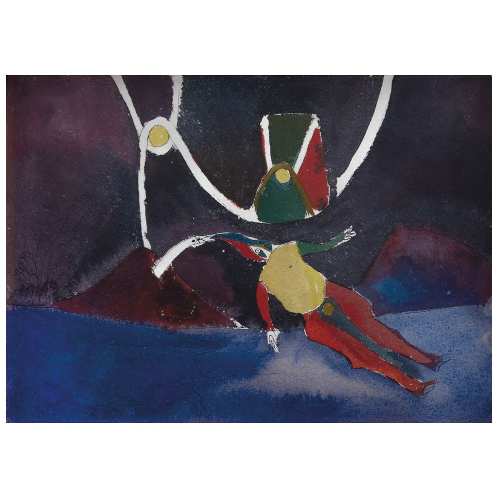 FRANCISCO TOLEDO(Juchitán, Oaxaca, 1940 - Oaxaca, Oaxaca, 2019)   Figuras con paisaje Firmado y (1 of 2)