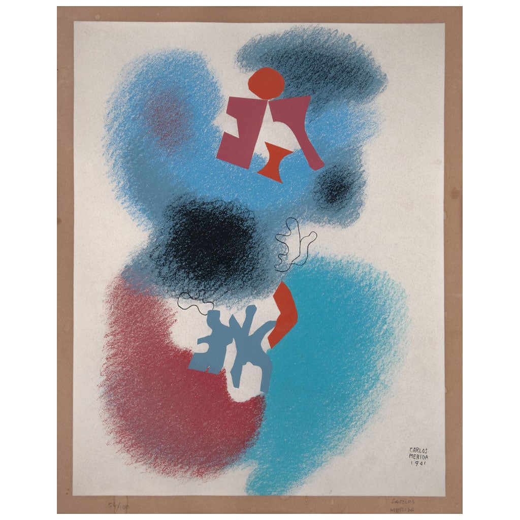 CARLOS MÉRIDA(Quetzaltenango, Guatemala, 1891 - Ciudad de México, 1984) Sin título, de la: CARLOS MÉRIDA(Quetzaltenango, Guatemala, 1891 - Ciudad de México, 1984)Sin título, de la carpeta Cielos Lumínicos, 1979Firmada a lápiz. Firmada y fechada 1941 en mallaSerigrafía 56 / 100Editada