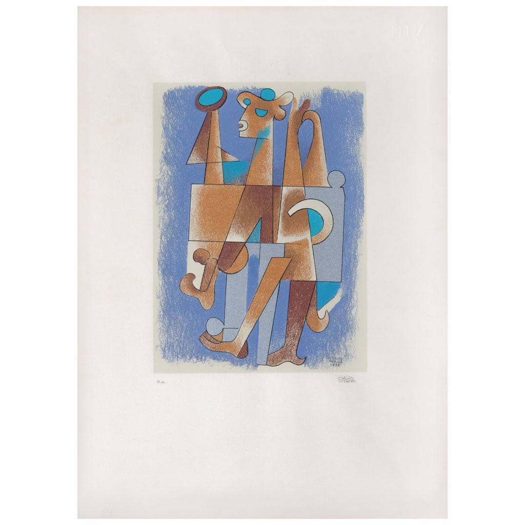 CARLOS MÉRIDA(Quetzaltenango, Guatemala, 1891 - Ciudad de México, 1984) Sin título, de la: CARLOS MÉRIDA(Quetzaltenango, Guatemala, 1891 - Ciudad de México, 1984)Sin título, de la carpeta Un canto al Libro SagradoFirmada a lápiz. Firmada y fechada 1978 en mallaSerigrafía P. A.Con sello