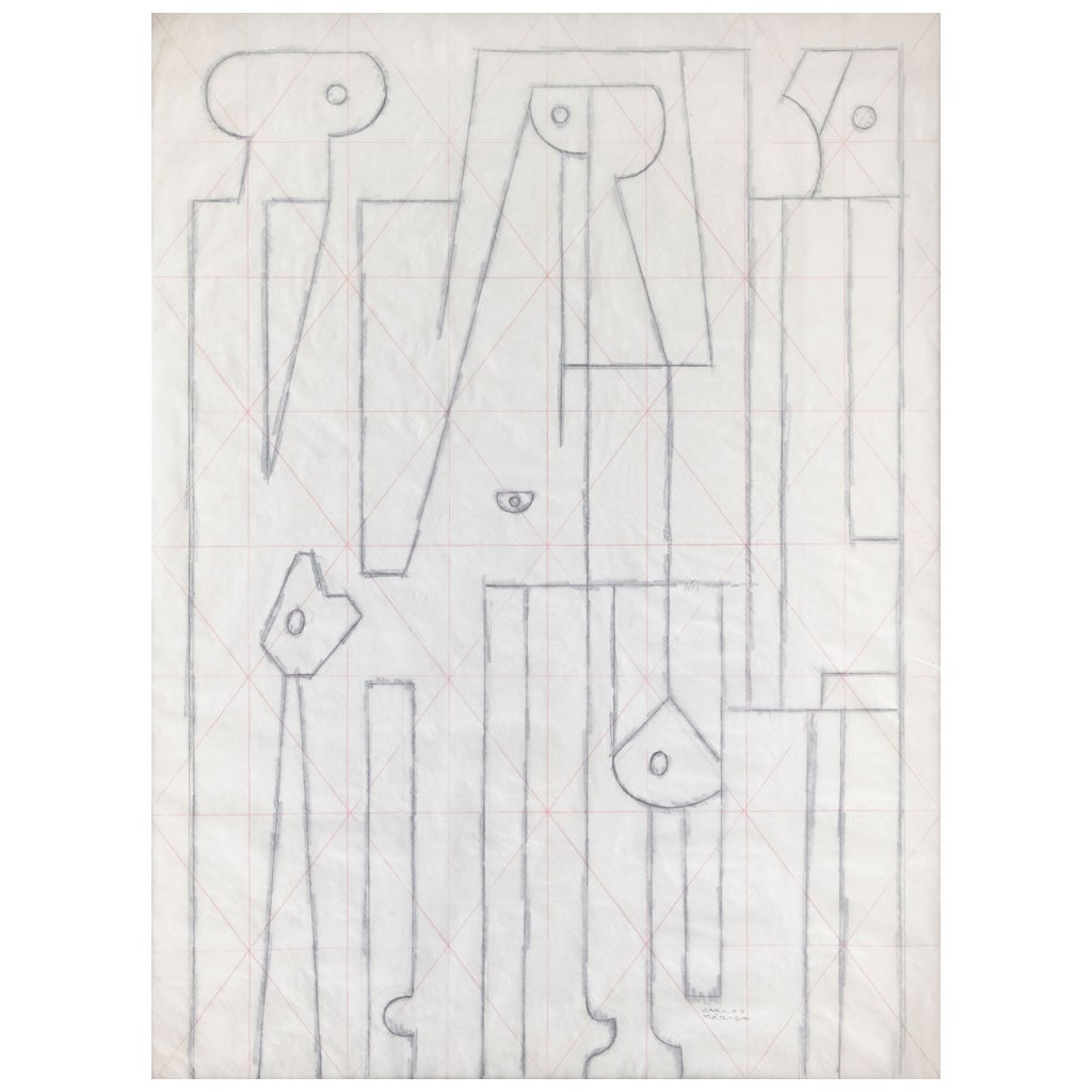 CARLOS MÉRIDA(Quetzaltenango, Guatemala, 1891 - Ciudad de México, 1984) Boceto FirmadoLápiz de: CARLOS MÉRIDA(Quetzaltenango, Guatemala, 1891 - Ciudad de México, 1984)BocetoFirmadoLápiz de grafito y color sobre papel albaneneCon documento de recibo de la Galería de Arte Mexicano, abril de 20