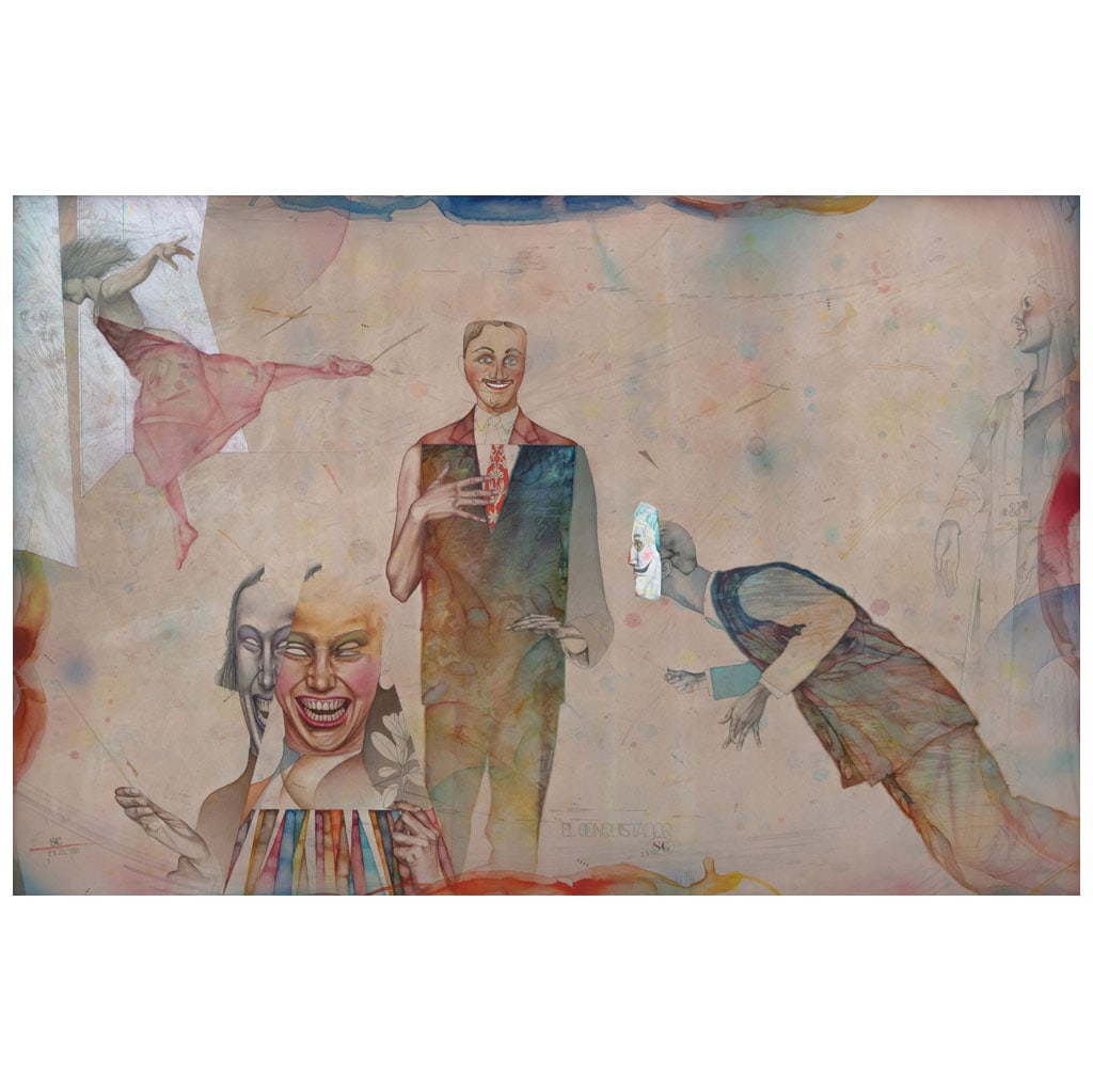 SERGIO CAMPOREALE(Argentina, 1937 - ) El conquistador Firmada y fechada 91. Firmada y fechada 29: SERGIO CAMPOREALE(Argentina, 1937 - ) El conquistador Firmada y fechada 91. Firmada y fechada 29 juil 1991 con selloAcuarela, lápiz de grafito y lápices de colores sobre papelPublicada en: BAYÓN, D