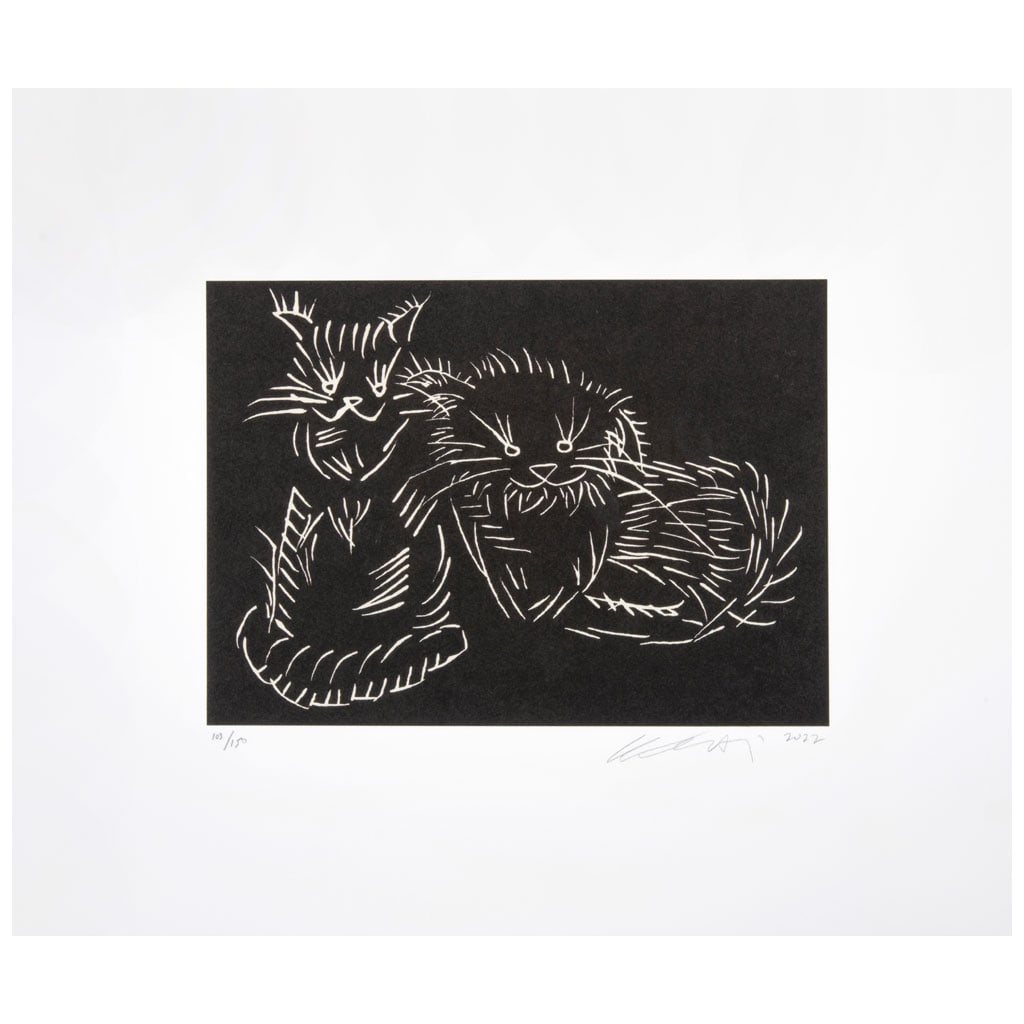 AI WEIWEI(Pekín, China, 1957 - ) Cats Black Firmada y fechada 2022 a lápizSerigrafía 103 /: AI WEIWEI(Pekín, China, 1957 - )Cats BlackFirmada y fechada 2022 a lápizSerigrafía 103 / 150Publicada por Kettle's Yard, Cambridge, Inglaterra.Editada por el maestro impresor Kip Gresham en The Pri