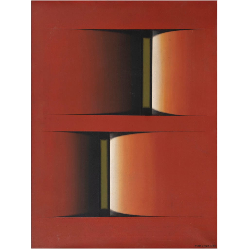 KURT LARISCH. Enigma in red. Firmado y fechado 74 al frente. Firmado al reverso. Acrílico sobre (1 of 1)