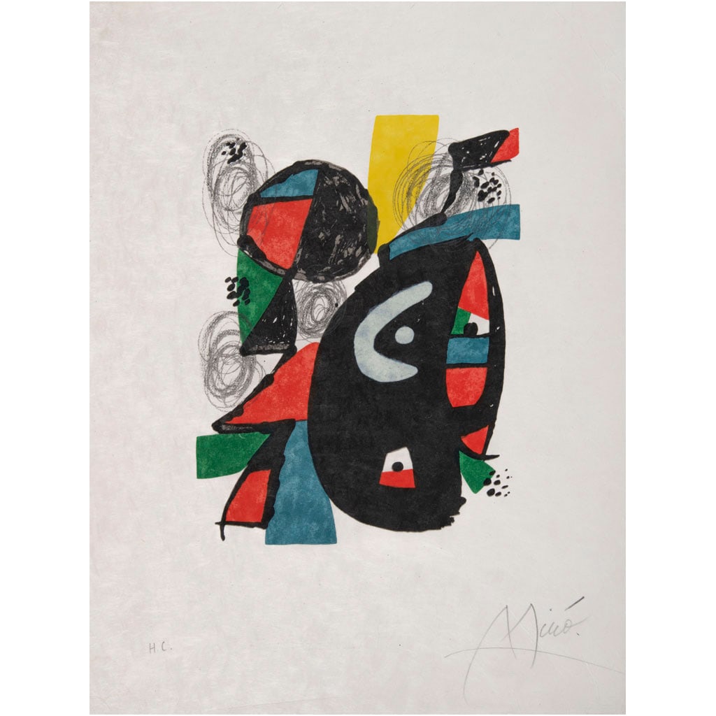 JOAN MIRÓ. XII, de la carpeta La Mélodie Acide, 1980. Firmada. Litografía s/papel japonés H.C. (1 of 1)