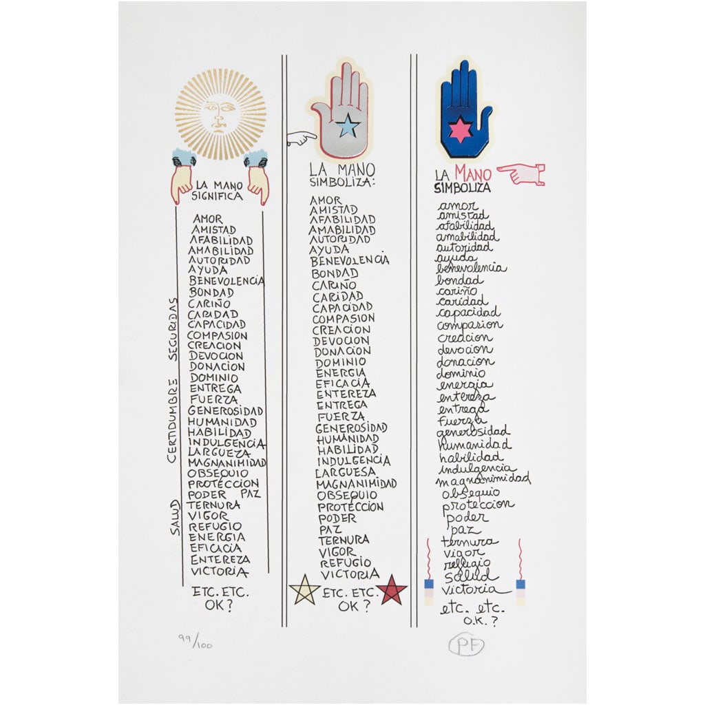 PEDRO FRIEDEBERG. El significado de la mano, 2024. Firmada. Impresión digital con hoja de oro 99 / (1 of 1)