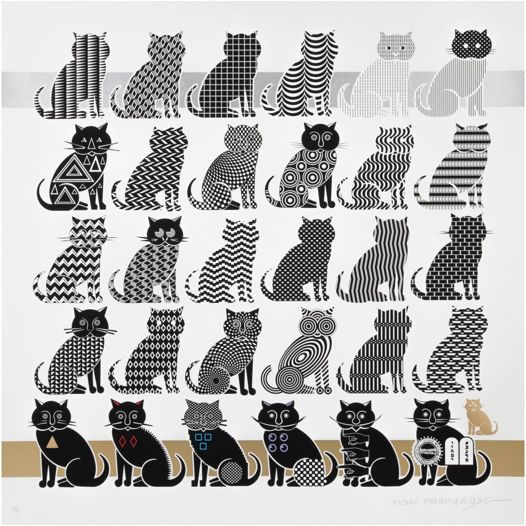 PEDRO FRIEDEBERG. Cats of All Nations Unite, 2020. Firmada. Serigrafía 35 / 50. 73.5 x 73.5 cm (1 of 1)