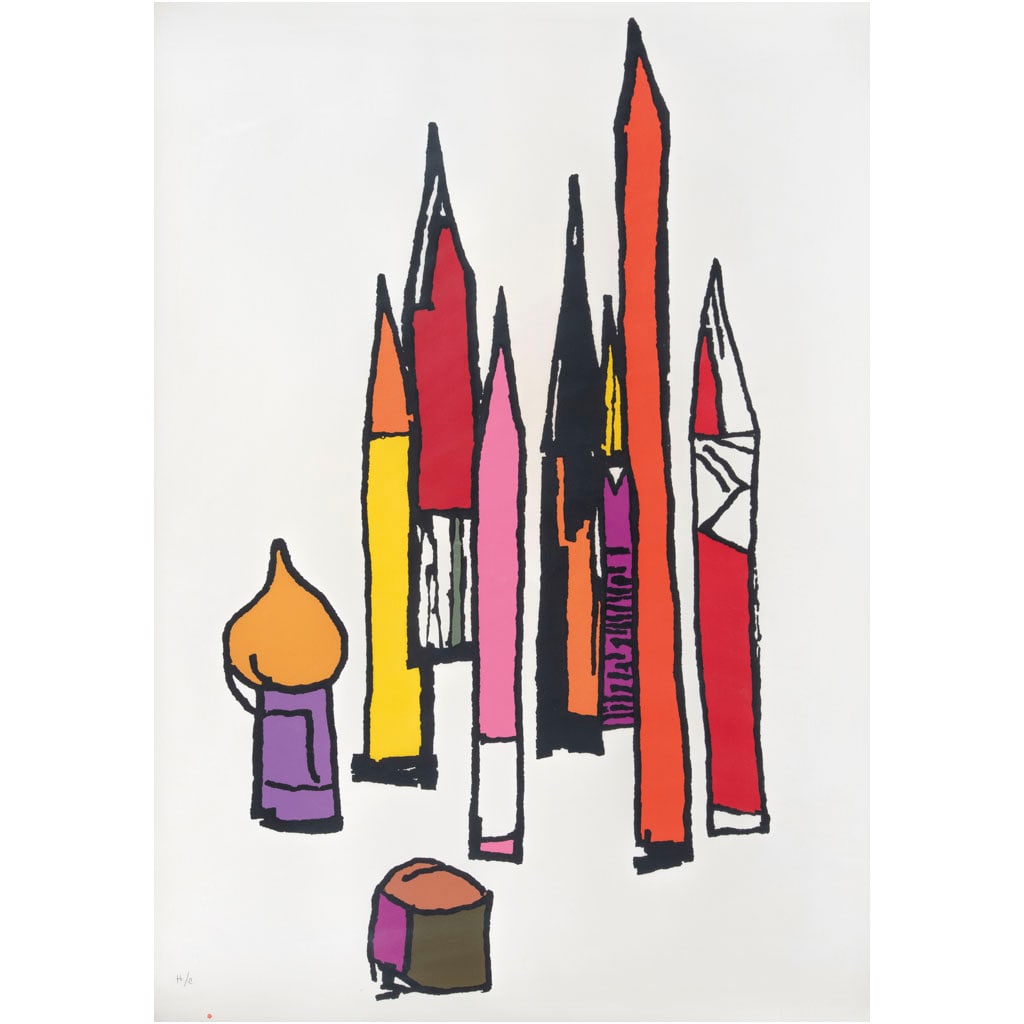 MATHIAS GOERITZ. Lápices, 1989. Sin firma. Serigrafía H / C. 73 x 53 cm medidas totales (1 of 1)