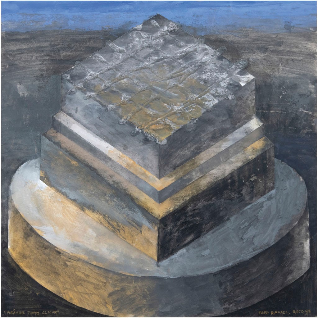 VICENTE ROJO. Pirámide junto al mar. Firmada y fechada 97. Mixta sobre papel. 29.5 x 29.5 cm (1 of 1)