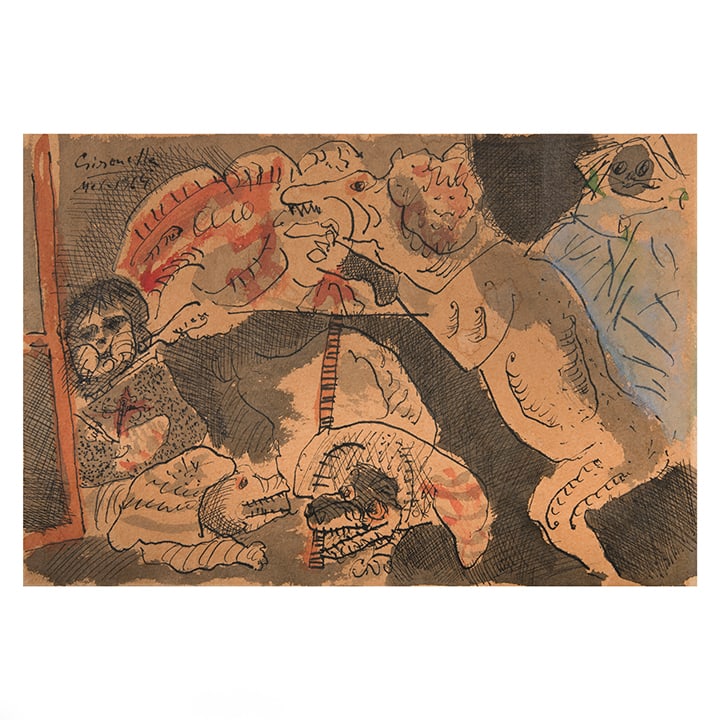 ALBERTO GIRONELLA. Estudio para El obrador de Francisco Lezcano. Firmada y fechada Mex - 1964. (1 of 1)