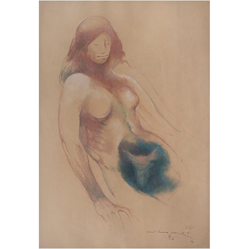 GUILLERMO MEZA. Sin título. Firmado, con monograma y fechado 91. Lápices de color sobre papel. 49 (1 of 1)