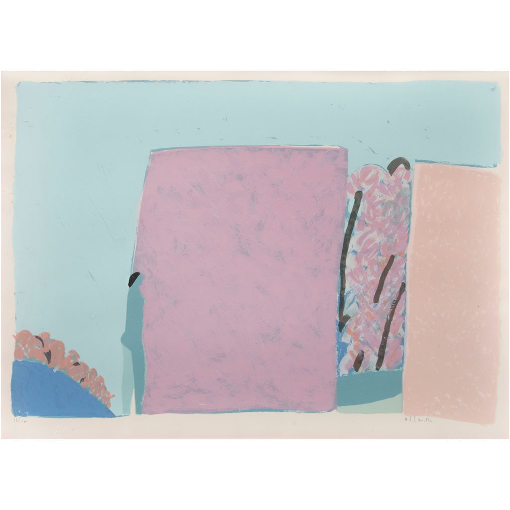 JOY LAVILLE. Woman Walking by a Pink Wall. Firmada. Serigrafía 16 / 100. 54.5 x 74.5 cm medidas (1 of 1)