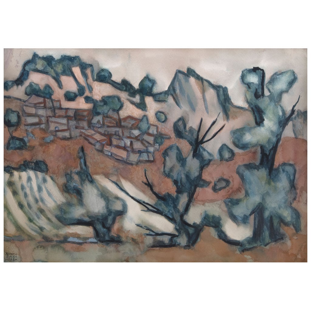 ALFREDO ZALCE. Sin título. Firmada y fechada 1980. Acuarela sobre papel. 35 x 49 cm. (1 of 1)