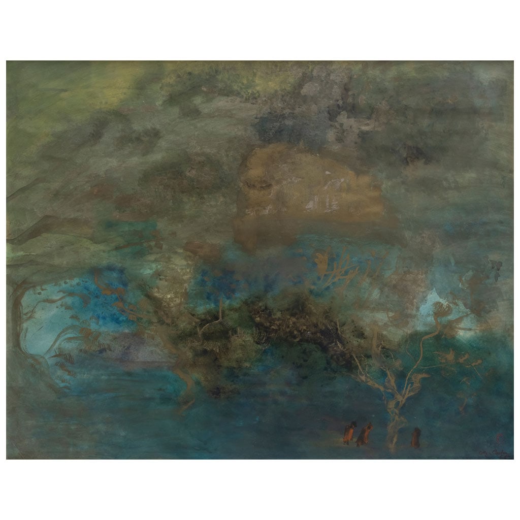 OLGA COSTA. ?rboles dorados. Firmada y fechada 65. Mixta sobre papel. 71 x 90 cm (1 of 1)