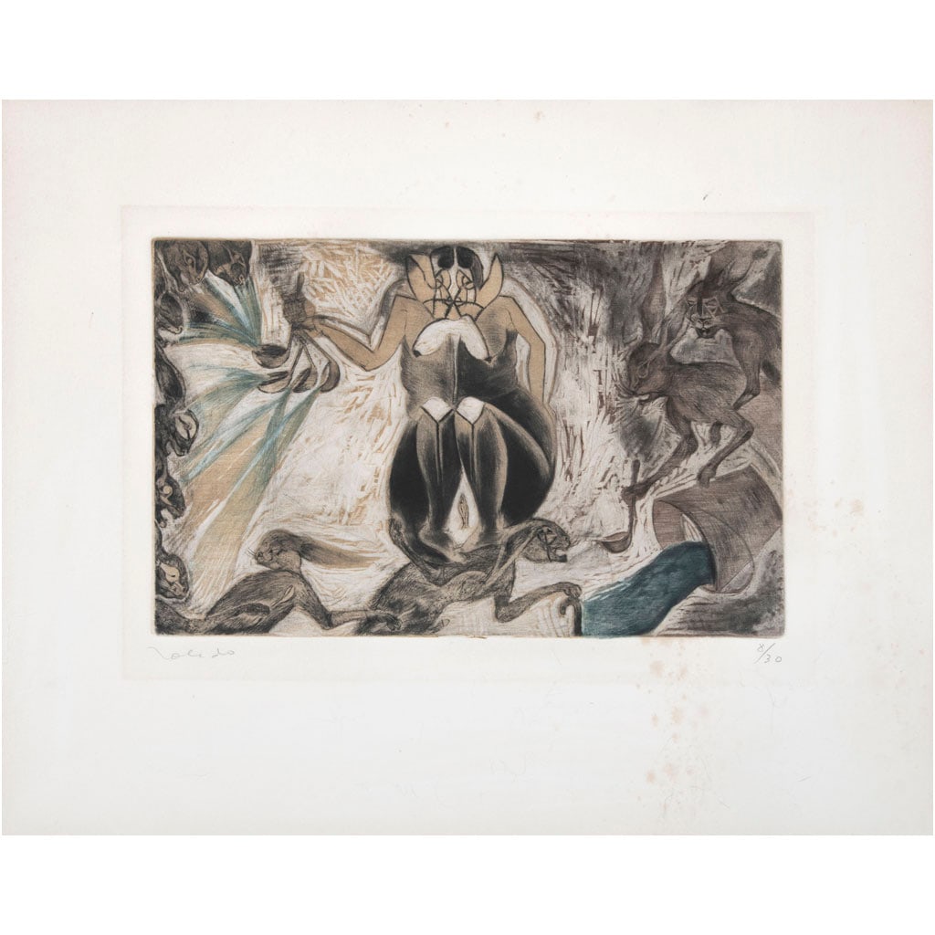 FRANCISCO TOLEDO. Conejo con cucharones. Firmada. Xilografía y grabado a la punta seca 8 / 30. 20 x (1 of 1)