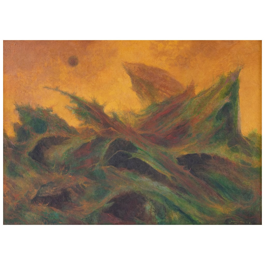 GUILLERMO MEZA. Pequeño paisaje. Firmado, con monograma y fechado 1960 al frente y al reverso. (1 of 1)