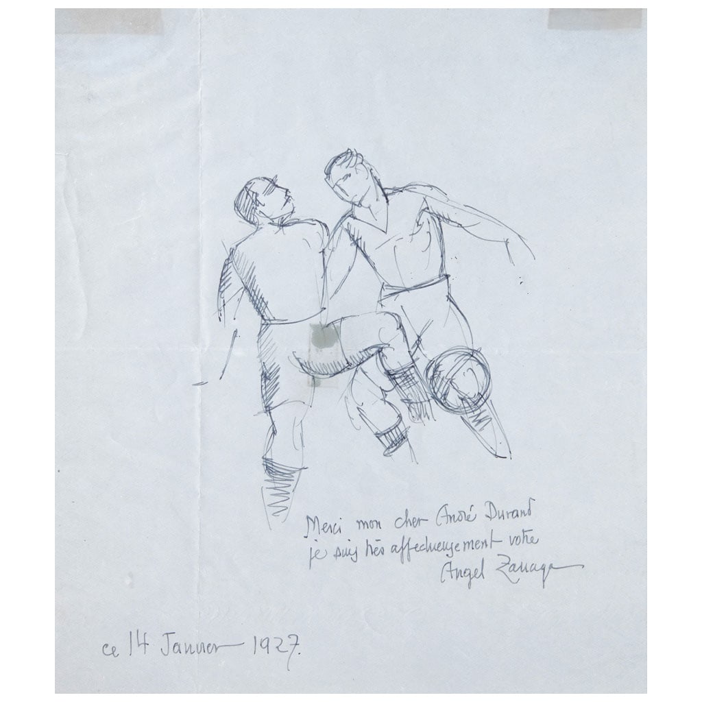 ?NGEL Z?RRAGA. Footballeurs. Firmada y fechada 14 Janvier 1927. Tinta sobre papel. 21 x 18 cm. Con (1 of 1)