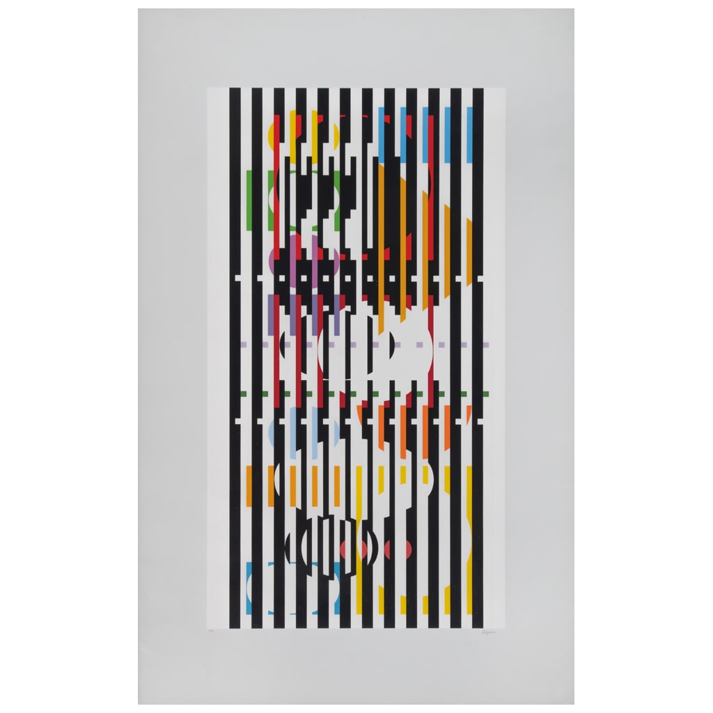 YAACOV AGAM. Barcelona. Firmada. Serigrafía 87 / 99. 78 x 43 cm medidas de la imagen. 105.5 x 66.5: YAACOV AGAM(Israel, 1928 - Israel, 2026) Barcelona FirmadaSerigrafía 87 / 9978 x 43 cm medidas de la imagen105.5 x 66.5 cm medidas del papel