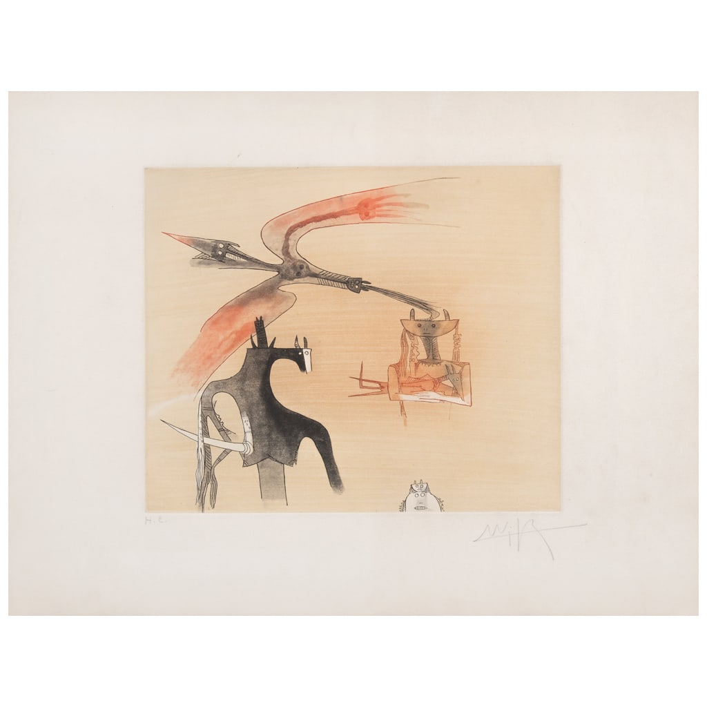 WIFREDO LAM . Sin título, de la serie Contre une maison sèche, 1974. Firmado. Grabado al: WIFREDO LAM(Cuba, 1902 - Francia, 1982) Sin título, de la serie Contre une maison sèche, 1974 FirmadoGrabado al aguafuerte y aguatinta H. C.Publicado por Societè Internationale d'Art XX Siècle, Pa