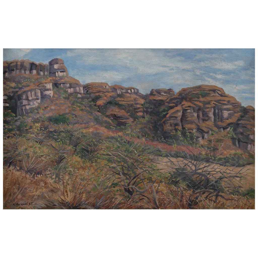 NICOL?S MORENO. Sin título. Firma espuria. Óleo sobre masonite. 31.5 x 48 cm. Con certificado. (1 of 1)