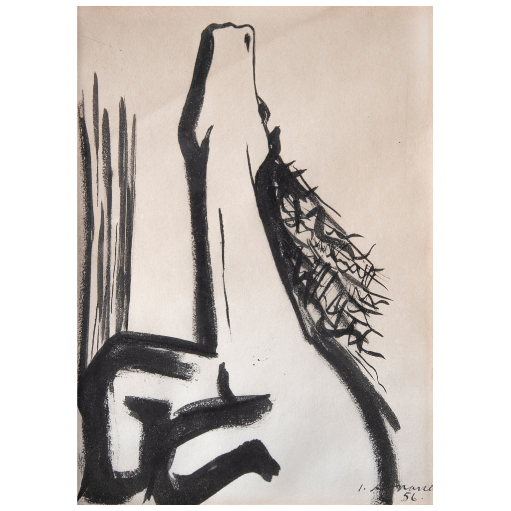 JUAN SORIANO. Caballo. Firmada y fechada 56. Tinta sobre papel. 20.5 x 14.5 cm (1 of 1)