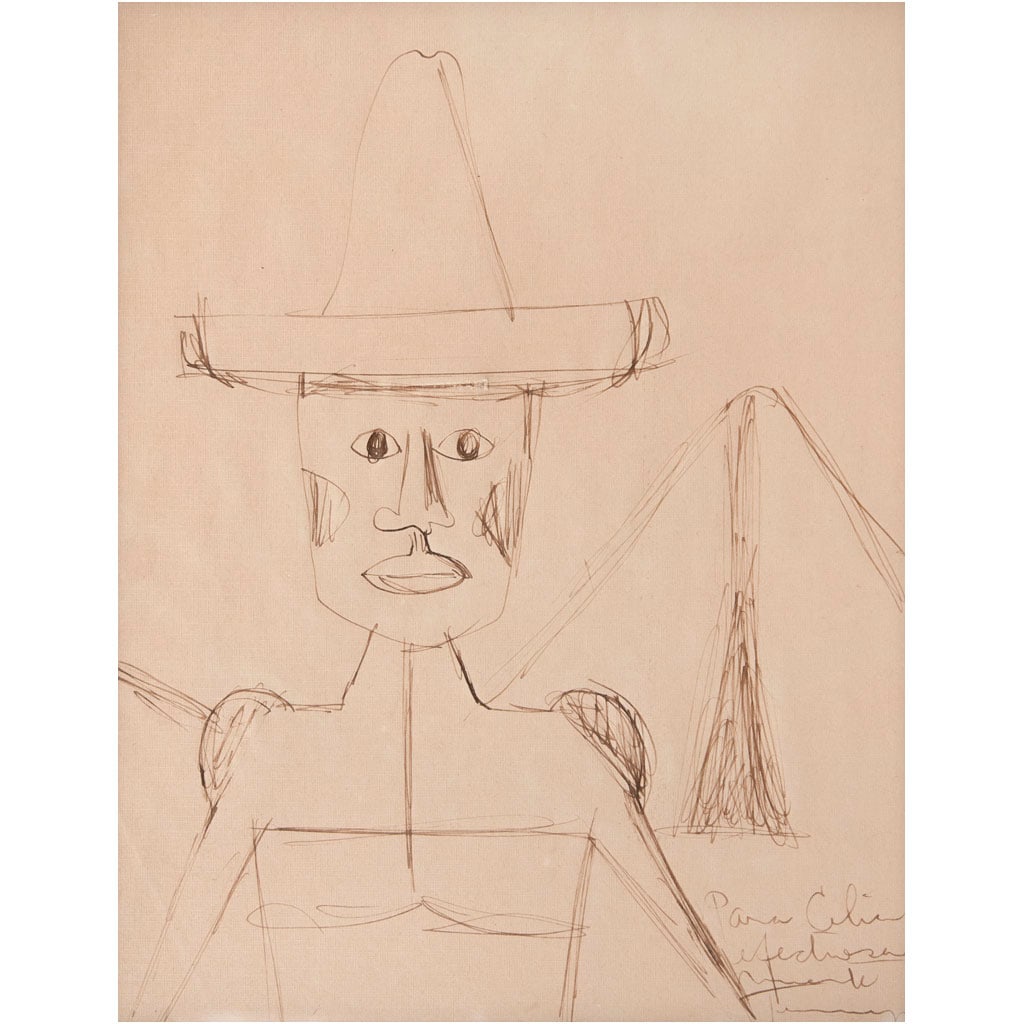 RUFINO TAMAYO. Sin título. Firmada. Tinta sobre papel. 26 x 20 cm: RUFINO TAMAYO(Oaxaca, México, 1899 - Ciudad de México, 1991) Sin título FirmadaTinta sobre papelCon dedicatoria.Procedencia: adquirida directamente al artista.26 x 20 cm