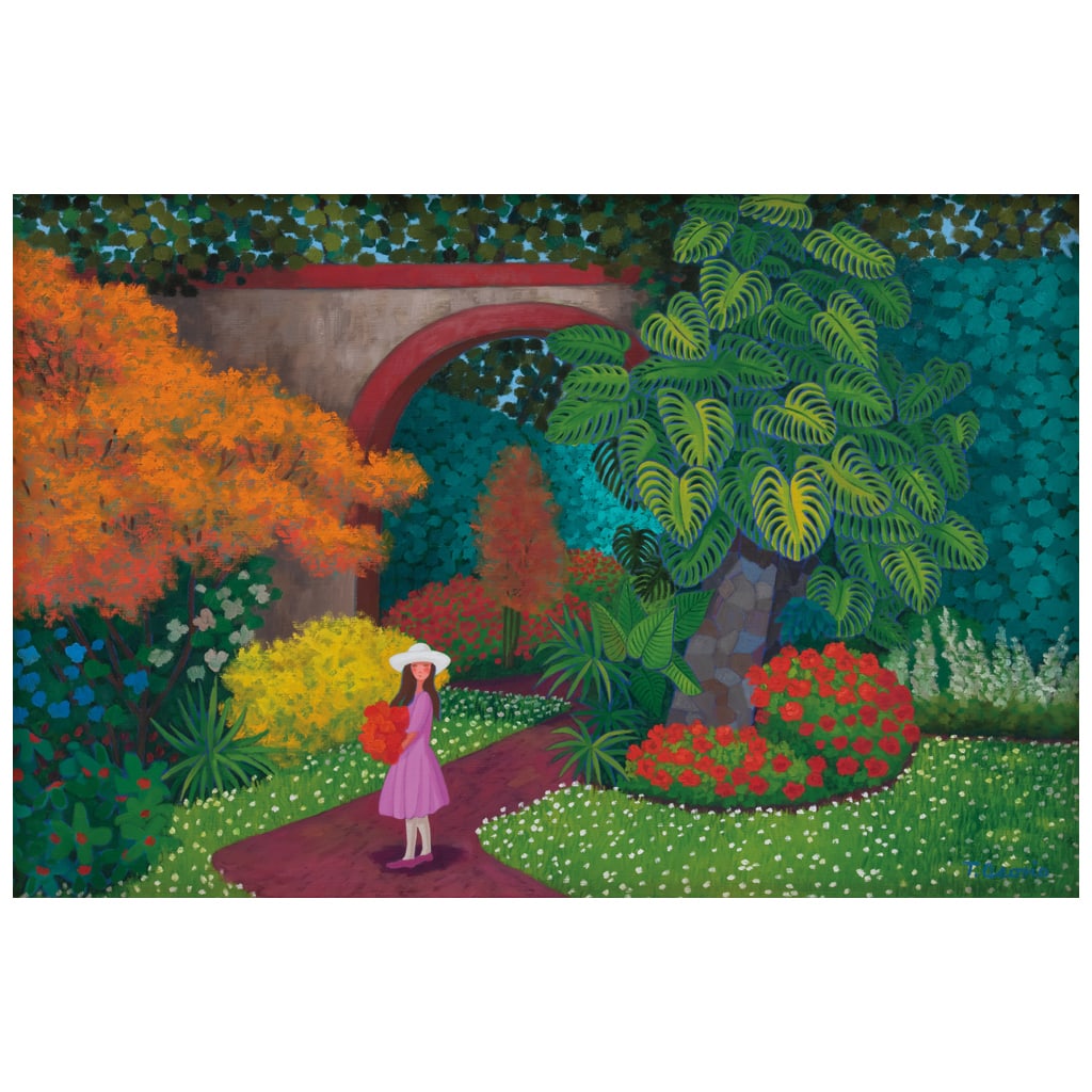 TRINIDAD OSORIO. En la hacienda. Firmado. Acrílico sobre tela. 50 x 75 cm. Con carta de (1 of 1)